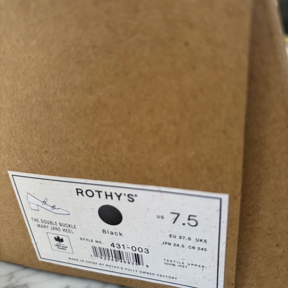 Rothy's Black Double Strap Mary Jane Heels, New In Box, Never Worn! - Picture 7 of 11